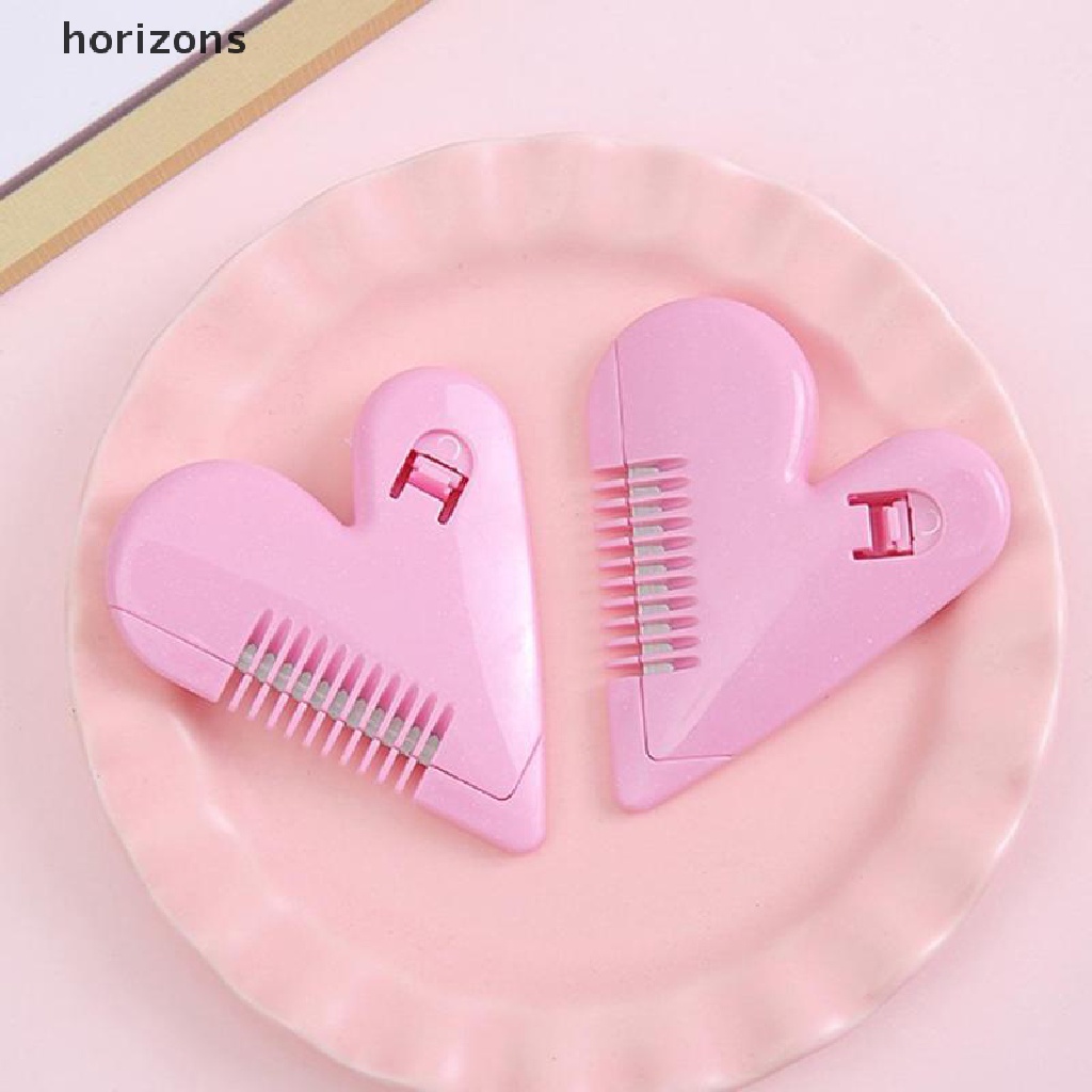[horizons] Lược Cắt Tóc Mini Màu Hồng Hình Trái Tim Kèm Lưỡi Dao (h)