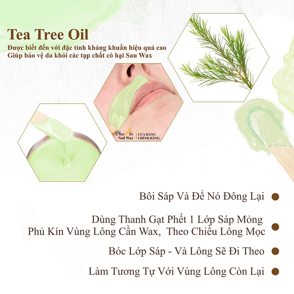 Kem Wax Tẩy Lông GiGi Tea Tree Hương Lá Trà (Tặng kèm 10Que + 100mGiấy) Tẩy Lông Sáp Wax Lông Chính Hãng GiGi