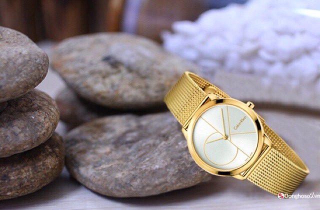 💛💛ĐỒNG HỒ ĐÔI CALVIN KLEIN MINIMAL K3M21526 và K3M22526 White Dial Gold-Tone Stainless-Steel Watches 40mm x 35mm💛💛