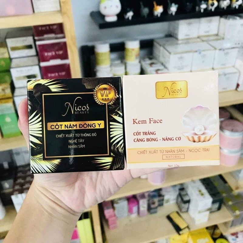 Combo Kem Nám Đông Y Nicos -Bộ ngày đêm 1 hộp trắng da nâng cơ