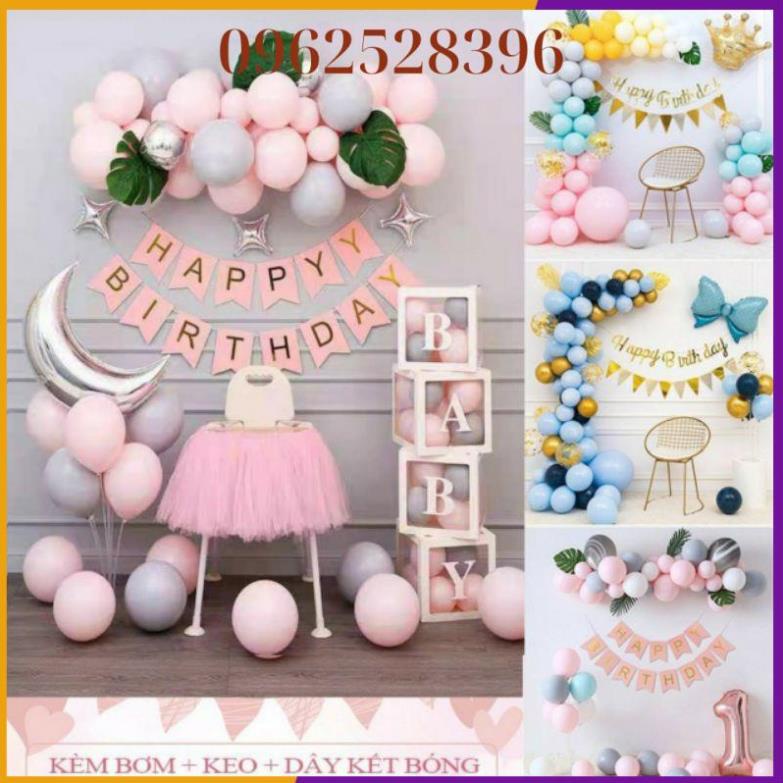 COMBO Set Trang Trí Sinh Nhật Bé Gái Nhiều Mẫu Kèm Dây Kết Bóng { TẶNG BƠM + BĂNG KEO }