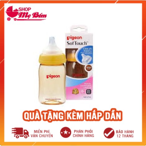 [Mã FMCG8 giảm 8% đơn 500K] Bình Sữa Pigeon Cổ Rộng Cao Cấp 160ml/240ml cho bé HÀNG NHẬP KHẨU