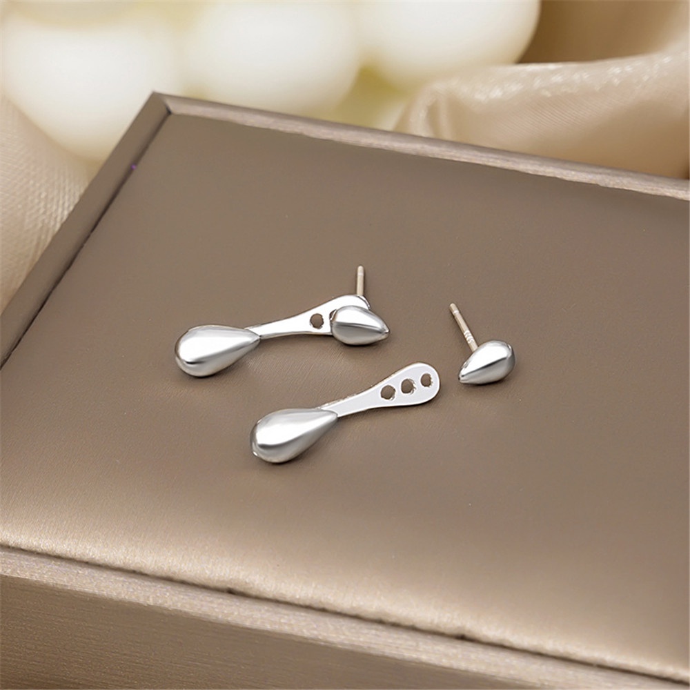 Bông tai hình giọt nước màu bạc thời trang cho nữ