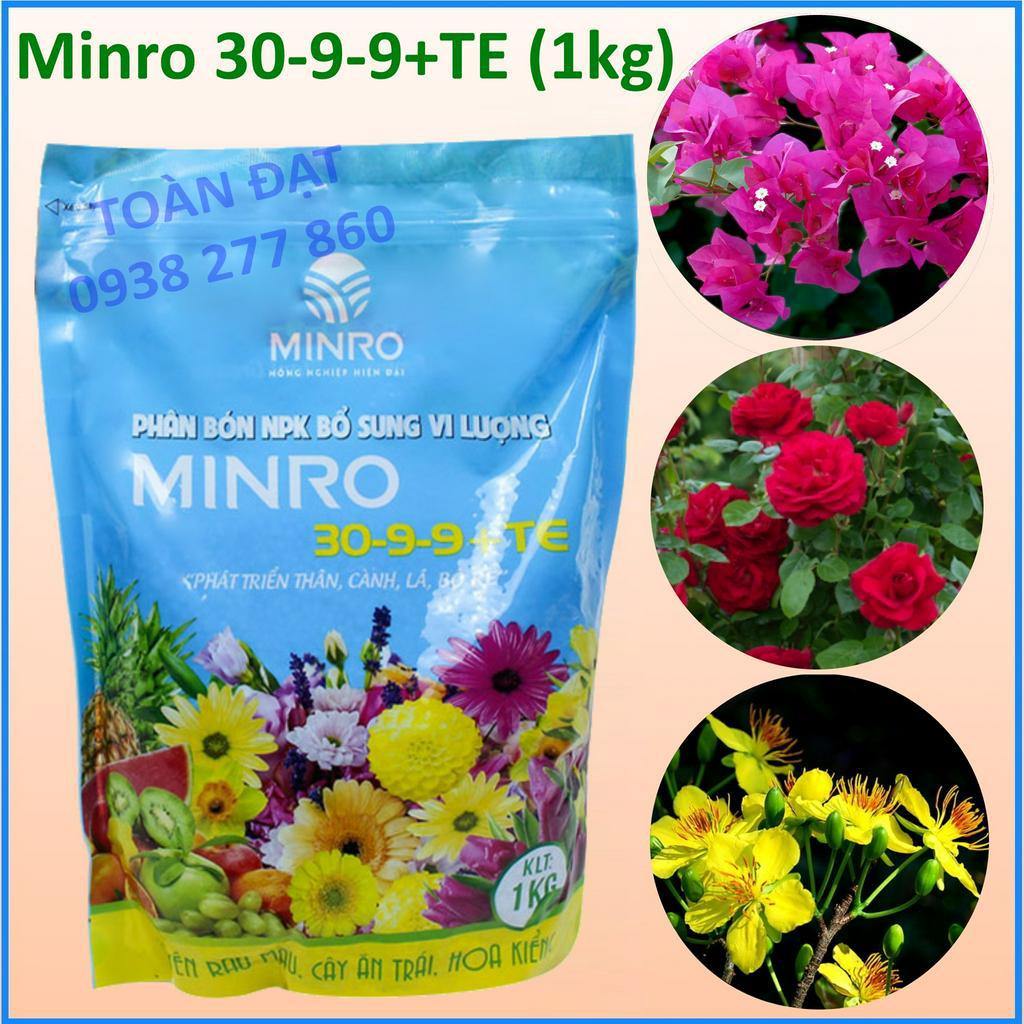 Phân Bón NPK MINRO 30-9-9+TE (túi 1kg), Phát Triển Rễ Thân Cành Lá, giúp cây phục hồi nhanh, tăng trưởng mạnh