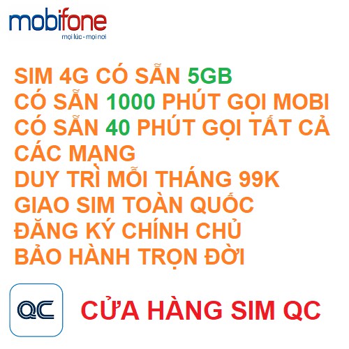 Sim 4G mỗi ngày 4GB 1000 phút mobifone 200 phút liên mạng-mf09