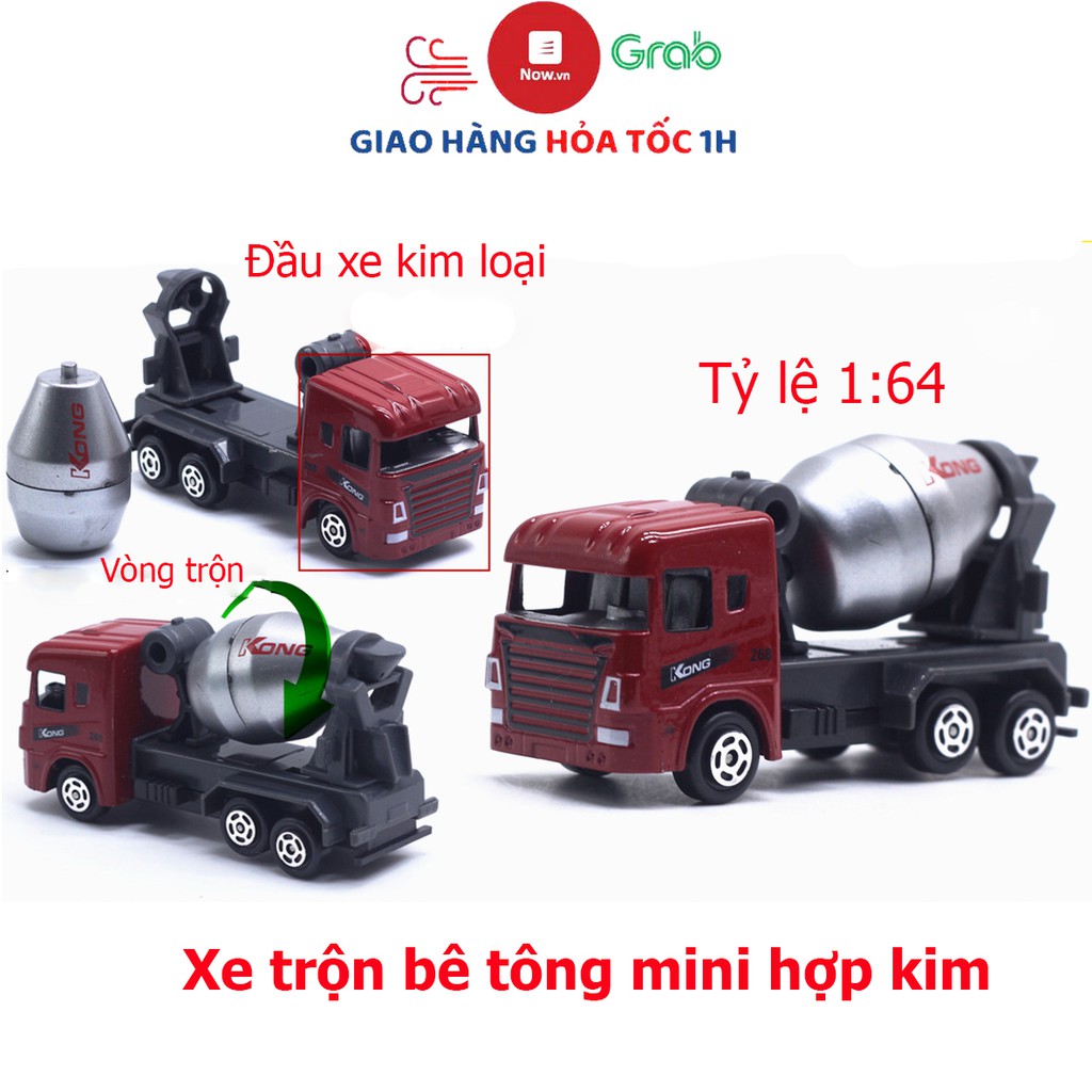 Đồ chơi mô hình xe trộn bê tông mini hợp kim an toàn cho bé có thể trang trí - màu đỏ