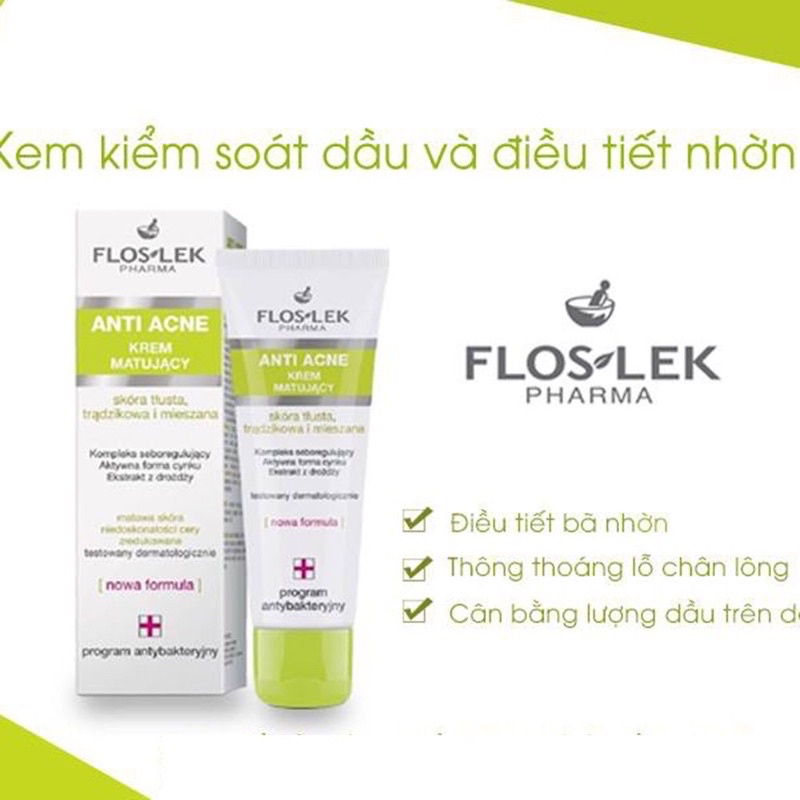 Kem Dưỡng Floslex Kiểm Soát Dầu và Điều Tiết Nhờn - 50ml - Mattifying Cream