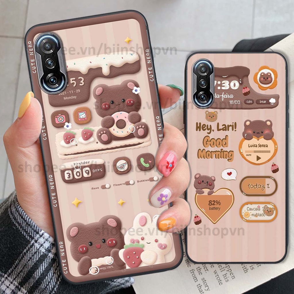 Ốp Xiaomi Redmi K40 / Redmi K40 Pro in 3D icon gấu nổi siêu xinh, siêu đáng yêu, cá tính phong cách