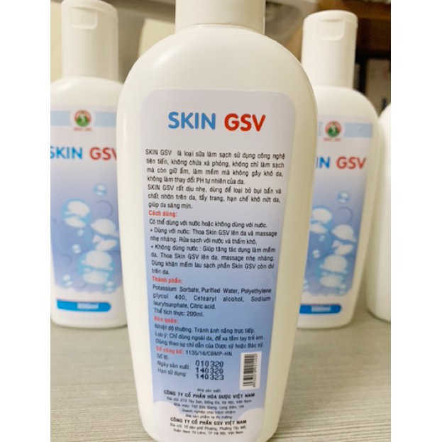 Sữa Rửa Mặt Skin GSV 200ml - Dành Cho Da Dầu Mụn, Nhạy cảm