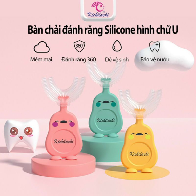 BÀN CHẢI CHỮ U KHÔNG SẠC ĐIỆN DÀNH CHO BÉ CÓ 3 MÀU