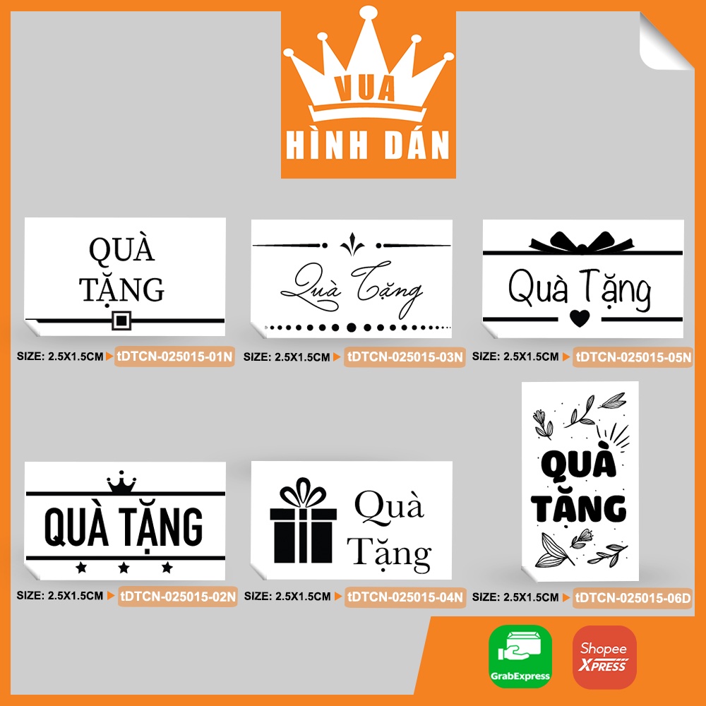 Set 100/500 tem / sticker (2.5x1.5cm) quà tặng tem dán siêu mini dành cho shop (6 mẫu) (1.017)