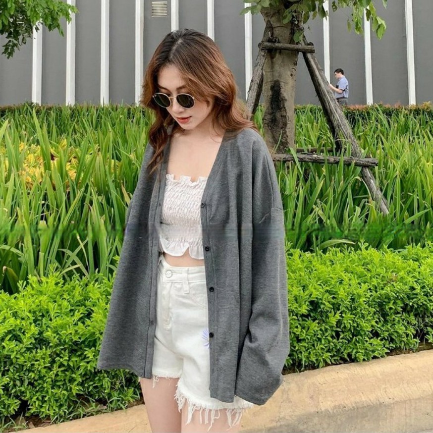 [Mã WASTMAY giảm 15% tối đa 30K đơn 150K] áo khoác nữ trơn cadigan phom rộng ulzang phong cách hàn quốc