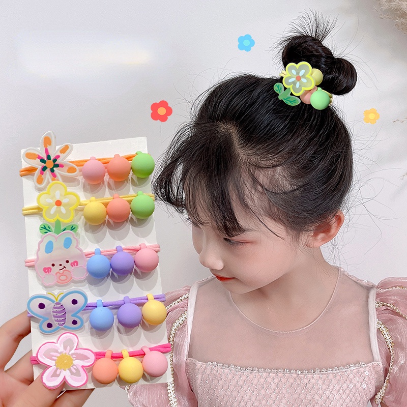 Dây Buộc Tóc Cao Su Nylon In Họa Tiết Hoạt Hình Dễ Thương Cho Bé Gái