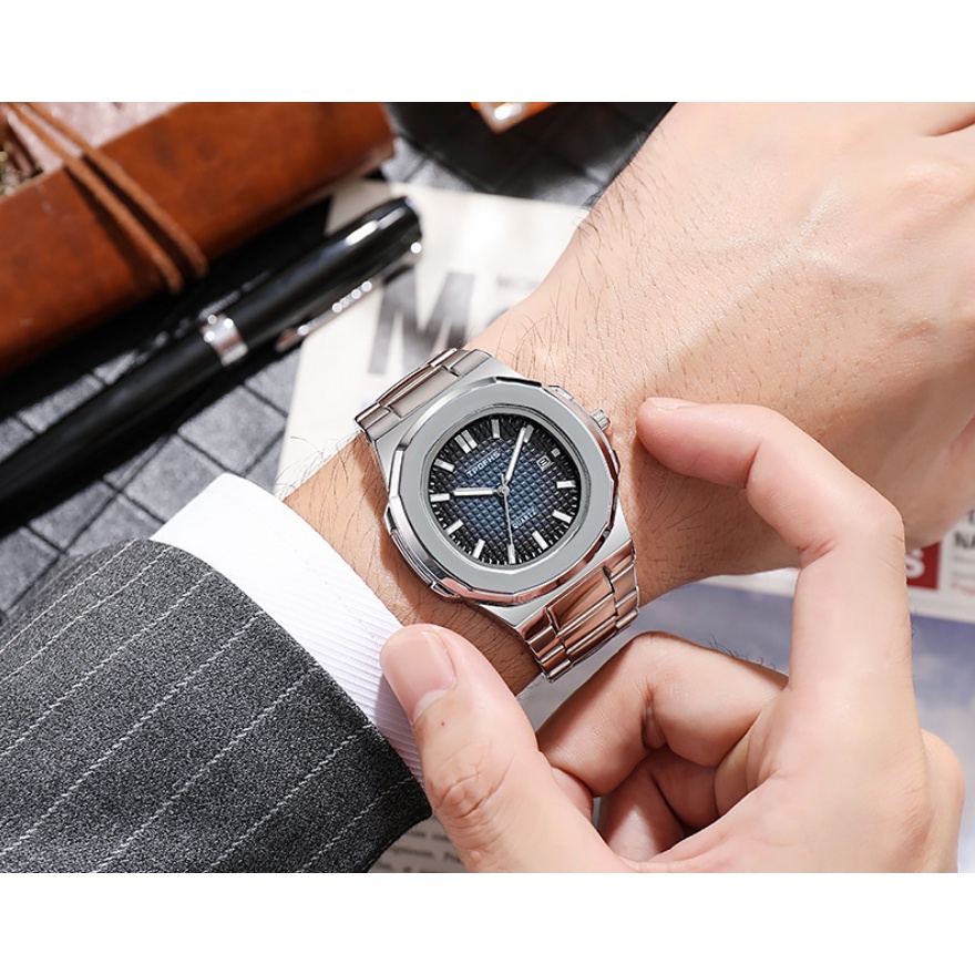 Đồng hồ Nam TPOFHS  Dây Đúc Đặc- Khoá Bướm,Đồng hồ nam Đẹp, Chống Nước, Bảo Hành 12 Tháng