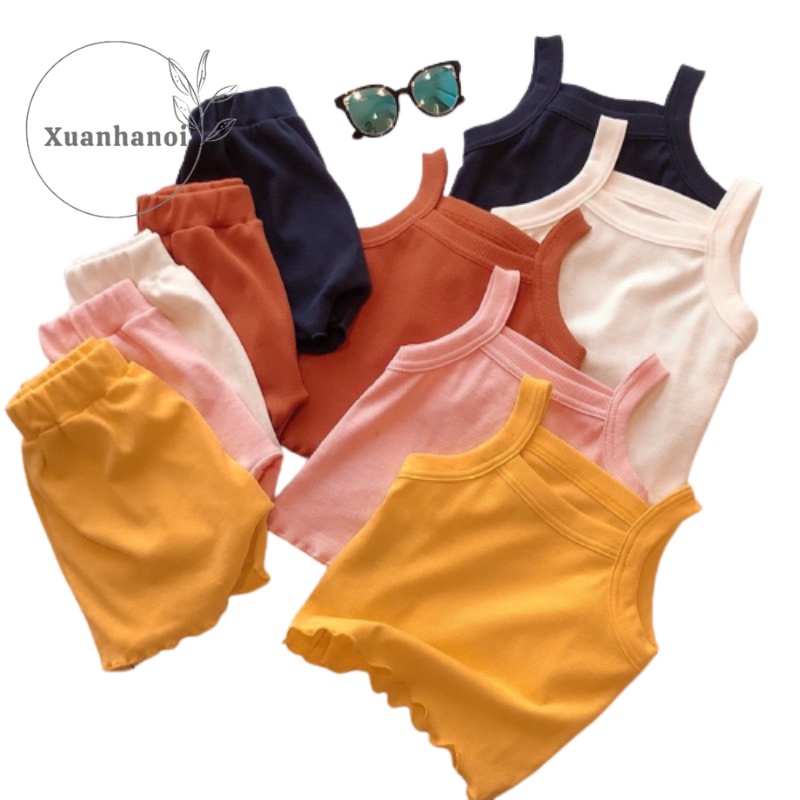 Bộ bé gái 2 dây cotton gân tăm siêu mềm mịn mát XHN934