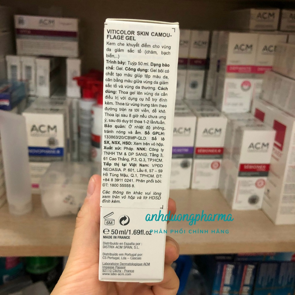 Gel che khuyết điểm chàm, bạch biến Viticolor Skin Camouflage Gel 50ml