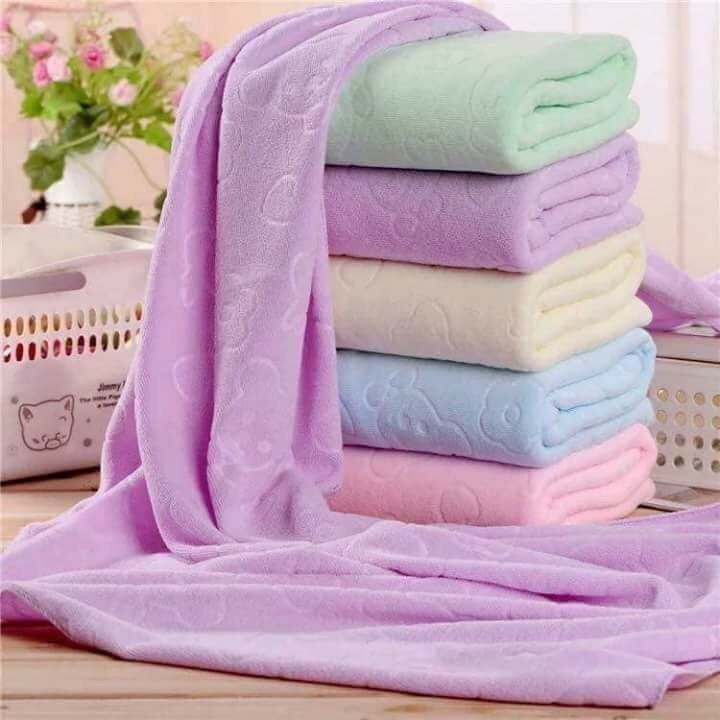 Combo 5 khăn tắm 100% Microfiber thấm nước, mềm mại Gia Phú 70x140cm ( giao màu ngẫu nhiên )