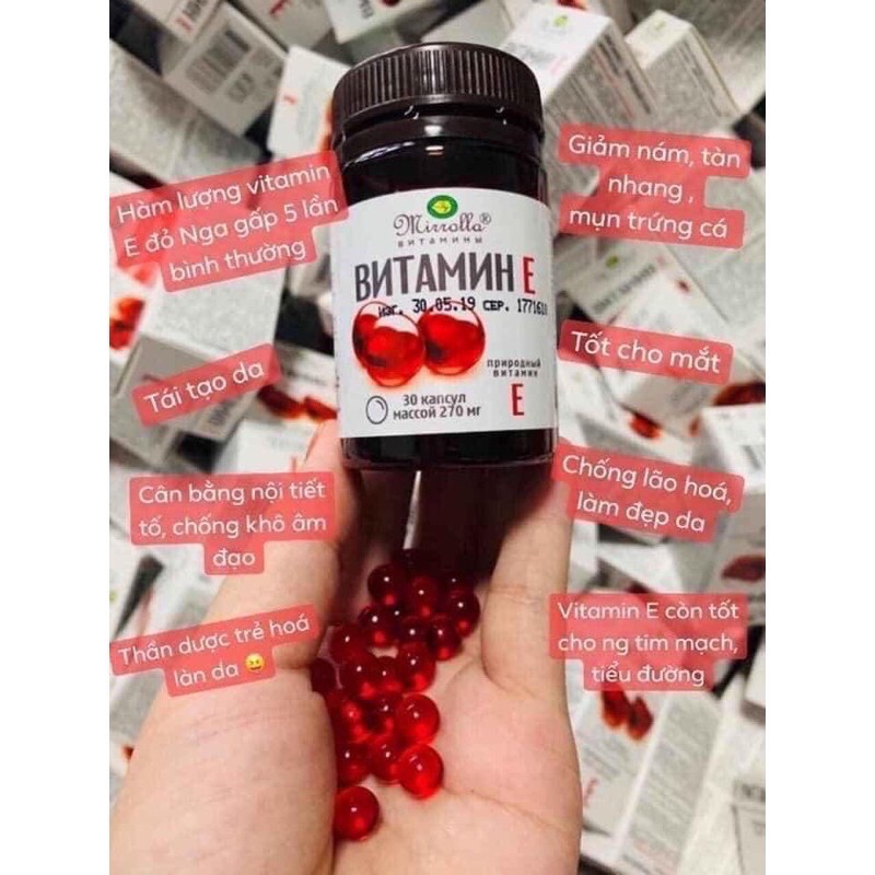 Viên uống Vitamin E đỏ 270mg Mirrolla Nga | BigBuy360 - bigbuy360.vn