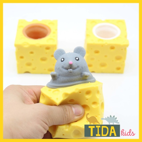 Chuột Trốn Trong Phô Mai ⚡ HOT TREND ⚡ Squishy Mochi Cute, Đồ Chơi Xả Stress Dễ Thương Xua Tan Căng Thẳng TiDa Kids Shop