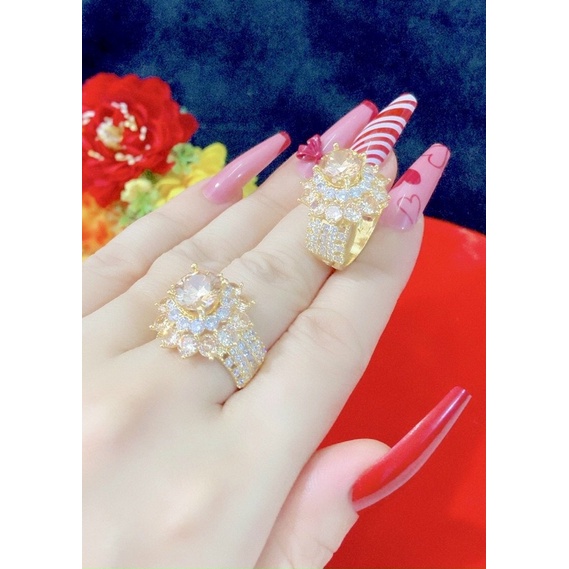 Nhẫn hoa trà cao cấp 085.10 bền màu, sang trọng quý phái