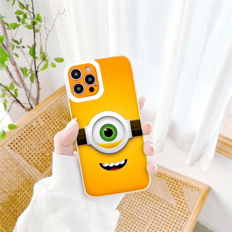 Ốp iphone - Ốp lưng iphone cạnh vuông đôi mắt minion dành cho ip 6 đến 14promax - ng202