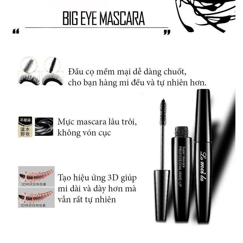 Mascara Lameila chuốt mi cao cấp làm cong dài dày mi tự nhiên ZENTO | BigBuy360 - bigbuy360.vn