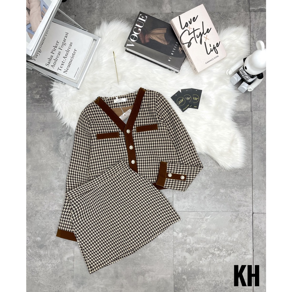 Set dạ họa tiết siêu xinh hai màu phong cách sang chảnh thu đông 2021 | BigBuy360 - bigbuy360.vn