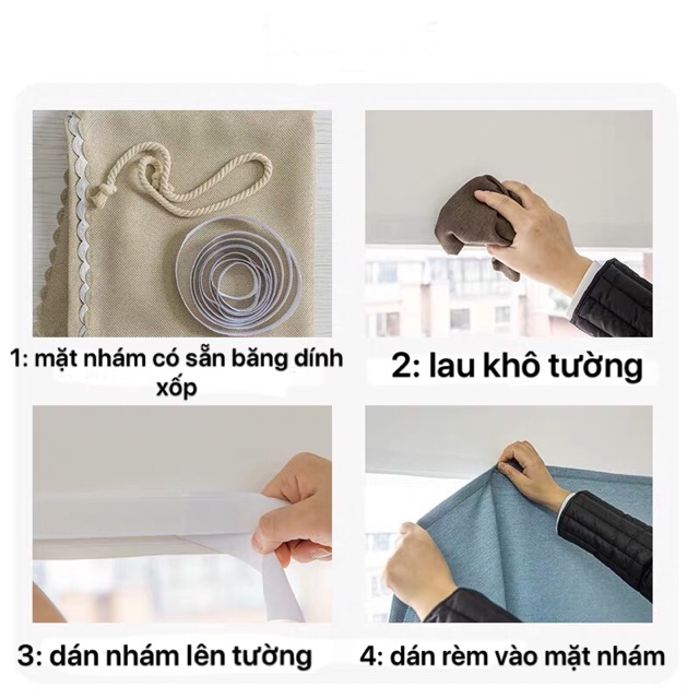 Rèm dán tường 2 lớp không cần khoan