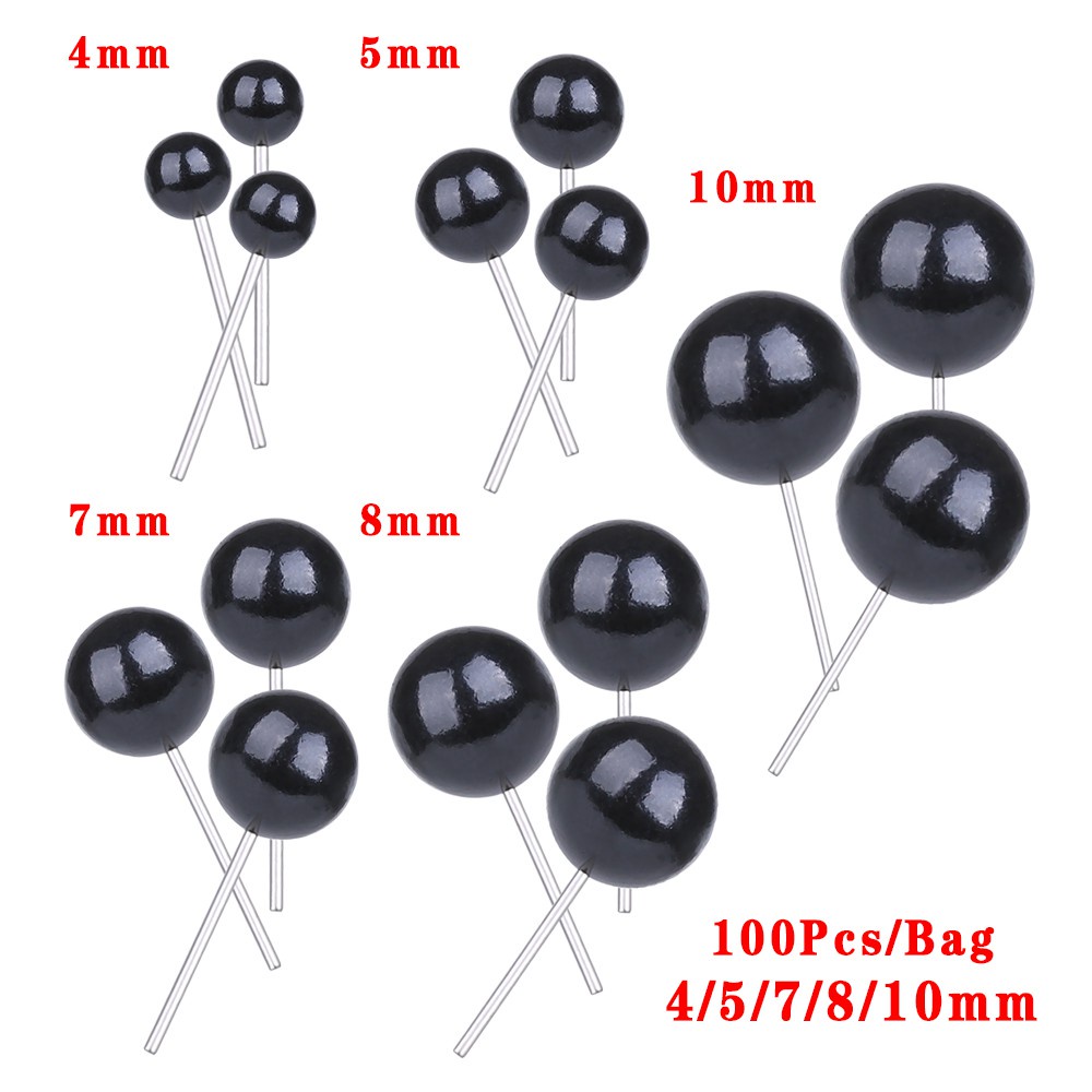 Set 100 Mắt Gấu Bông Bằng Nhựa Màu Đen 4 / 5 / 7 / 8 / 10mm