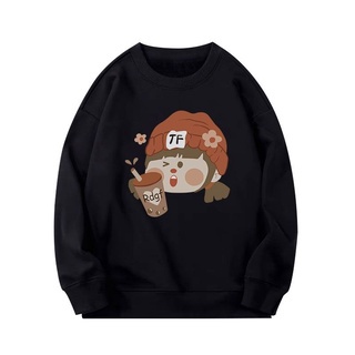 ihkke Áo Thun Sweater Dáng Rộng Cổ Tròn Thời Trang Thu Đông