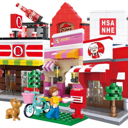 6401-6433 toys model Lego Puzzle Starbucks Education Mini street view Game Kids Funny building blocks bricks store