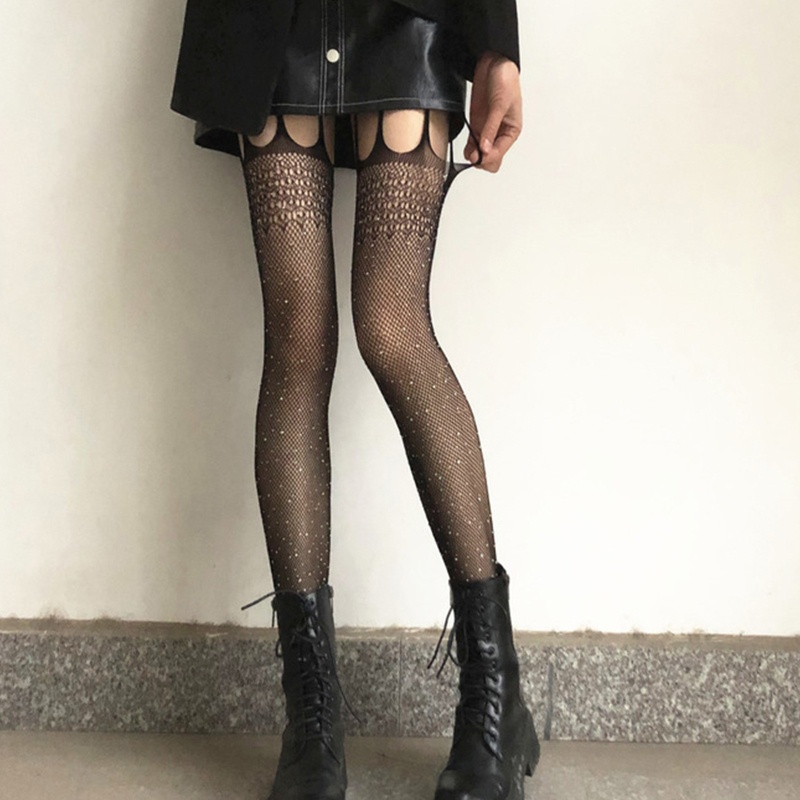 Quần tất lưới lưng cao đính đá lấp lánh quyến rũ cho nữ