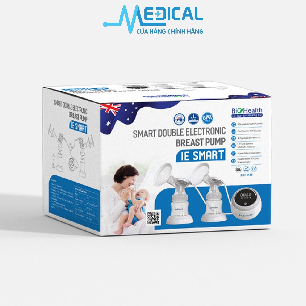 Máy hút sữa điện đôi 30 cấp độ Biohealth IE Smart màn hình hiển thị LED cảm biến - MEDICAL