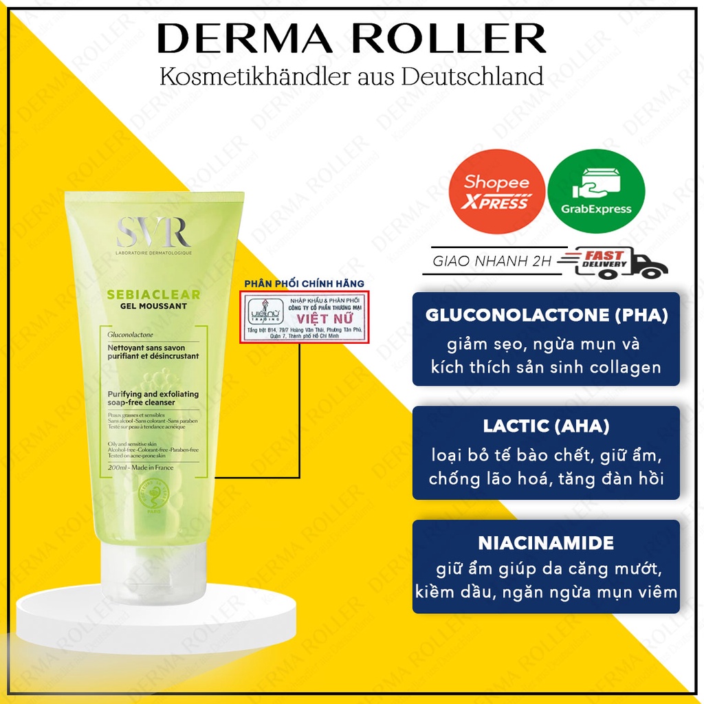 Gel rửa mặt 𝐒𝐕𝐑 𝐒𝐄𝐁𝐈𝐀𝐂𝐋𝐄𝐀𝐑 Gel Moussant - 200mL
