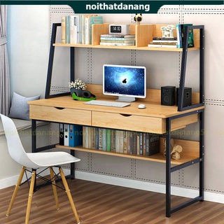 Bàn làm việc màu vân gỗ kết hợp với giá sách tiện lợi khả năng lưu trữ lơn