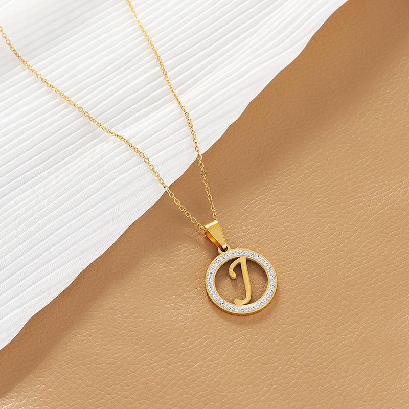 Vòng cổ thép không gỉ mặt chữ cái từ A-Z