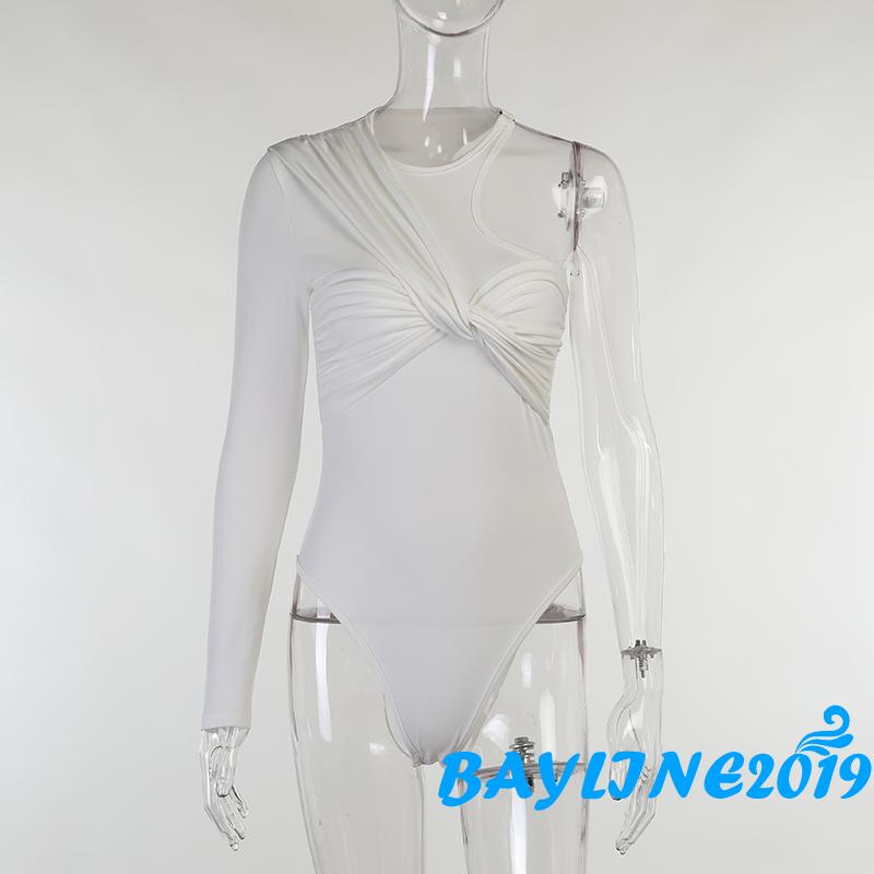 Bộ áo liền quần tay dài màu trơn hở vai thời trang cho nữ