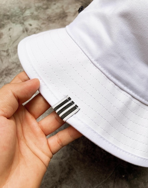 (HÀNG XUẤT XỊN) Mũ / nón bucket DAS trắng thêu logo đen