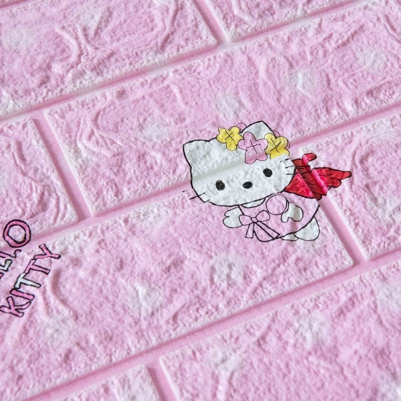 Xốp dán tường 3d - Hello Kitty - Doremon - Hoạt Hình - Vân Gạch Cổ Loại 1 Kích