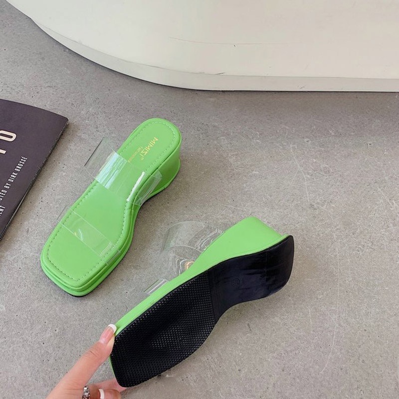 Dép đế xuồng IELGY phối quai trong suốt thời trang cho nữ