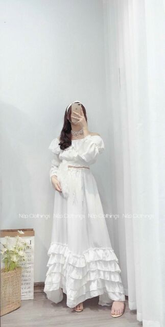 Sét áo váy boho đỏ/ sét áo maxi trễ vai chân váy xòe boho đi biển | BigBuy360 - bigbuy360.vn