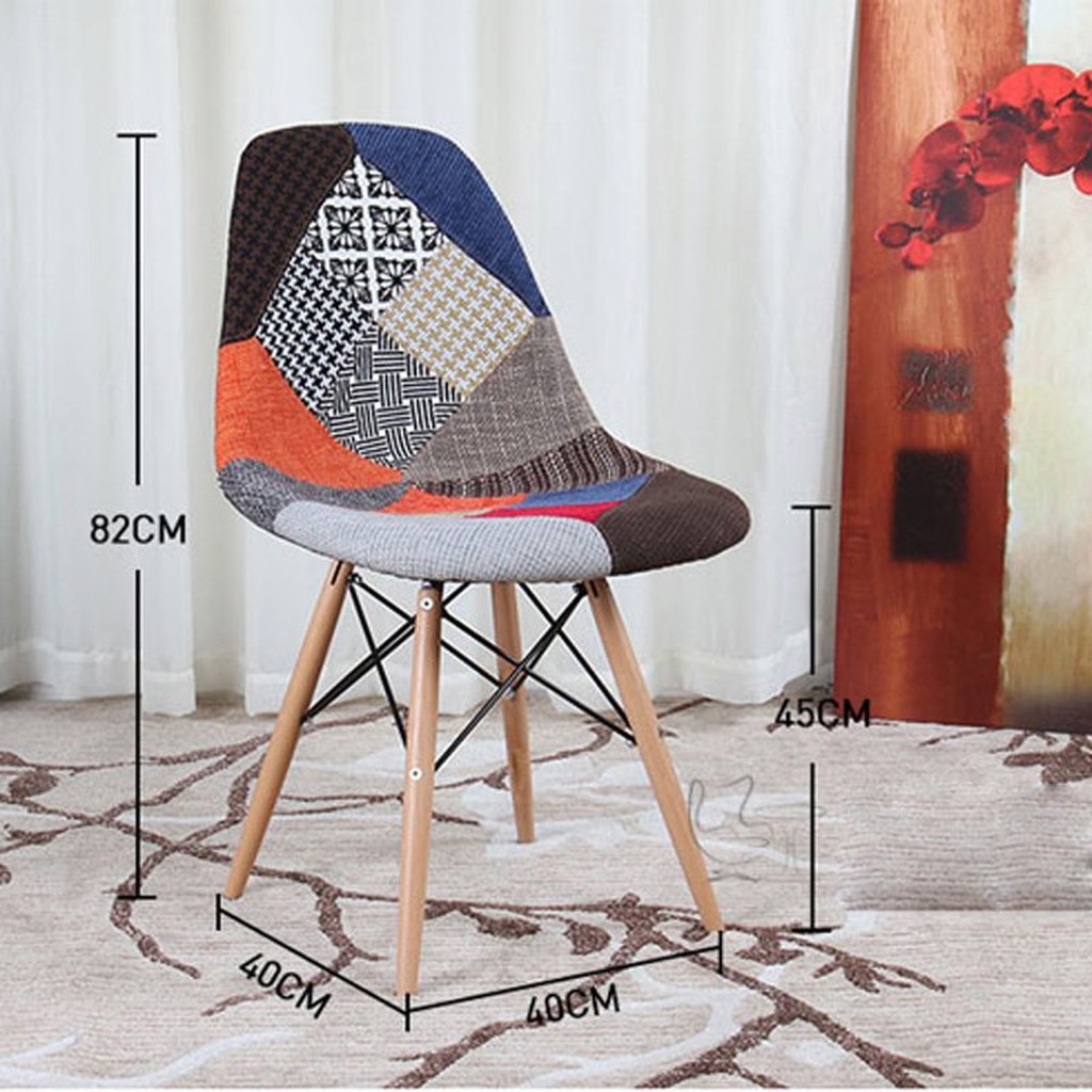 [GHẾ CAFE - GHẾ ĂN] GHẾ EAMES THỔ CẨM CHÂN GỖ | BigBuy360 - bigbuy360.vn