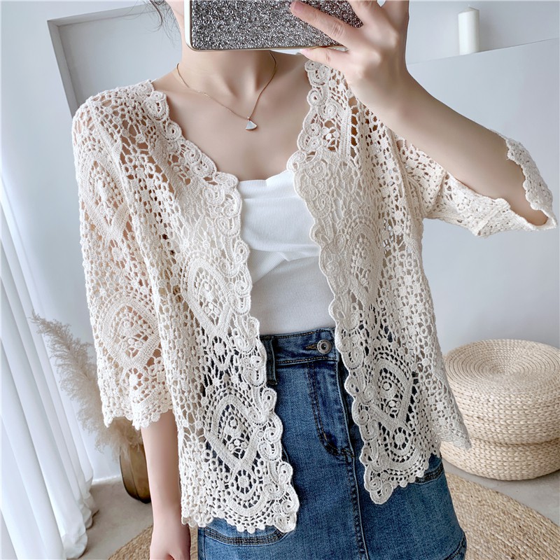 Áo khoác cardigan tay lửng thời trang mùa hè cho nữ