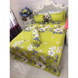 HCM Bộ ga gối set 3 món cotton poly màu xanh lá sale 65k