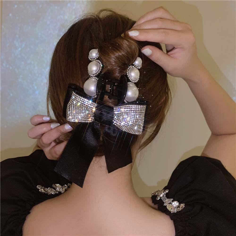 Kẹp Tóc Hình Nơ Màu Đen / Hồng Ngọt Ngào Thời Trang