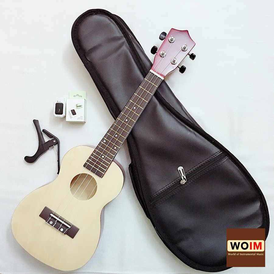 Ukulele Concert Woim 33A19 Kèm Bao Da 3 Lớp + Máy Lên Dây + Capo + Bộ Dây Dự Phòng + Gãy