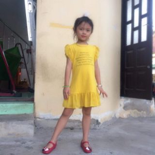 Đầm thun đuôi cá phối voan cho bé