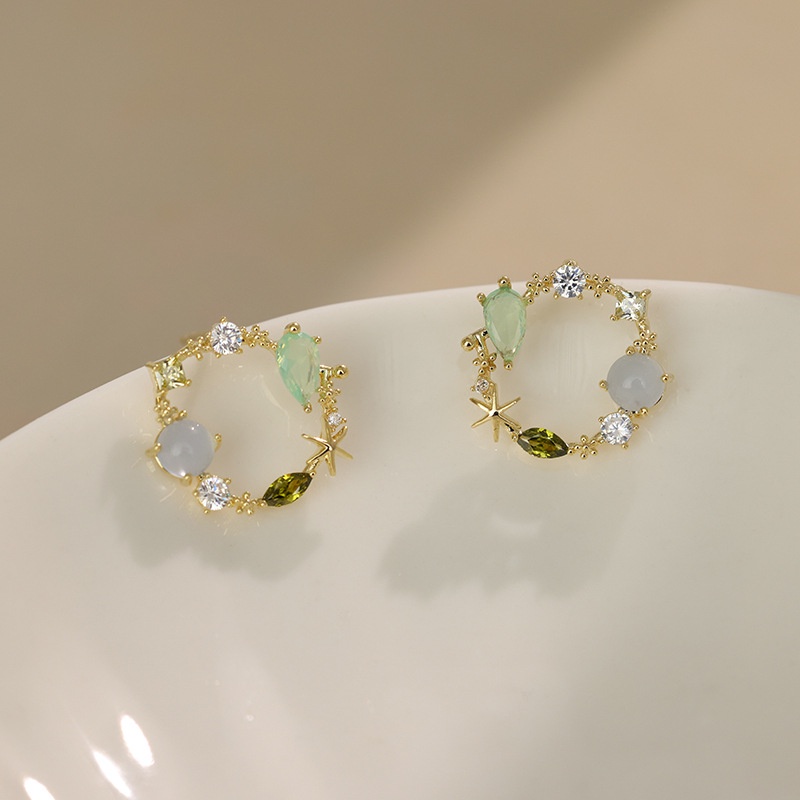 Hoa tai hàn quốc hoa tai kim cương lấp lánh hoa tai vòng hoa