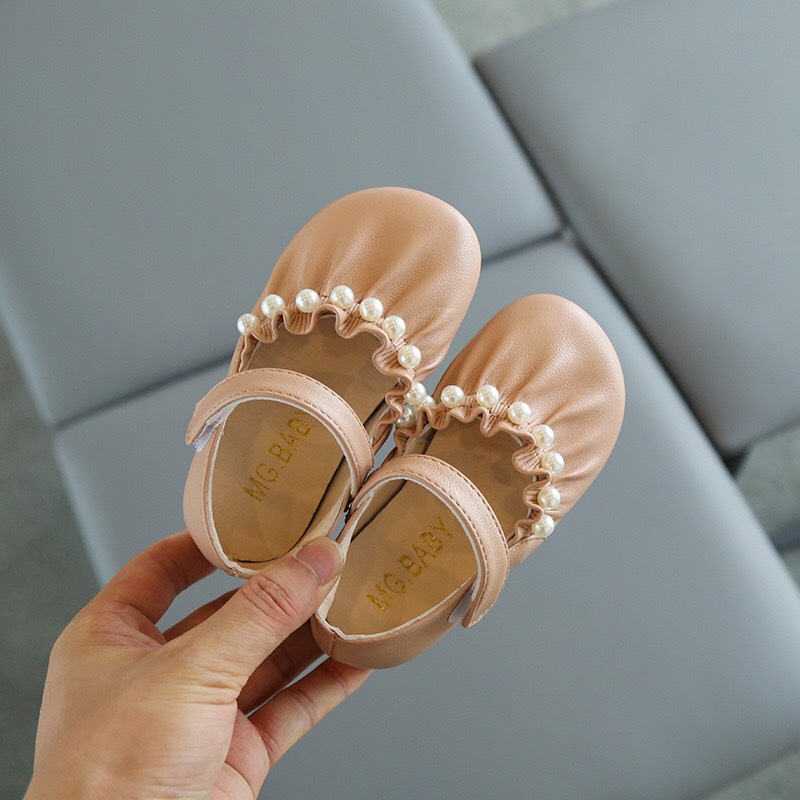 Giày búp bê bé gái, Giày cho bé gái phong cách Hàn Quốc hàng chính hãng MMG Baby da mềm đế chống trơn cho bé V591