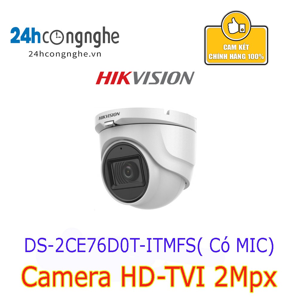 Camera HD-TVI 2Mpx DS-2CE76D0T-ITMFS Tích Hợp Mic- Chính Hãng